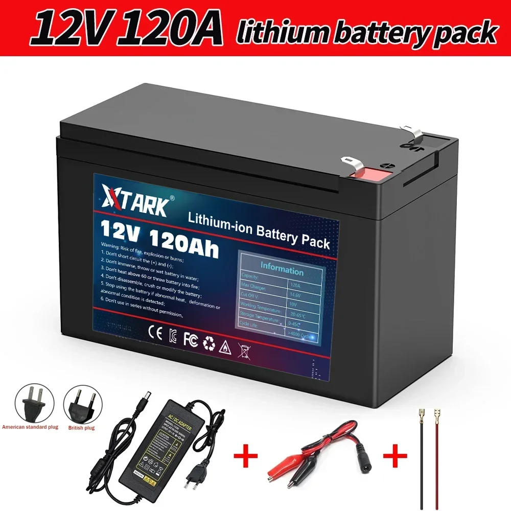 

NEW Sprayers 12V 120Ah Built-In High Current 30A BMS 18650 Lithium Battery Pack For Electric Vehicle Batterie 12.6V Charger