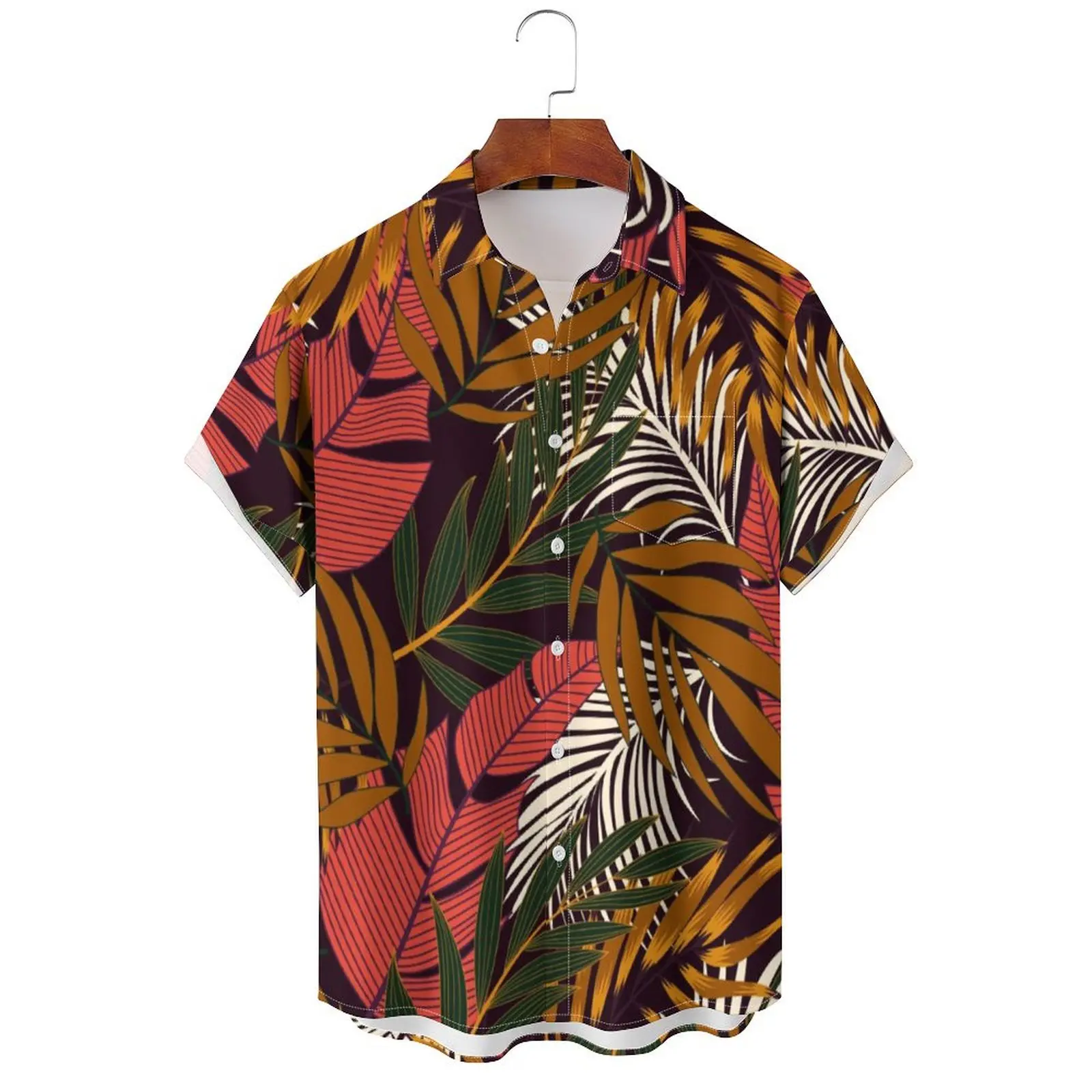 Men's Hawaiian Coconut Tree Pattern Shirts Summer Beach Sunset Shirt Men's Casual Short Sleeved Shirt Exquisite 3D Printed Shirt