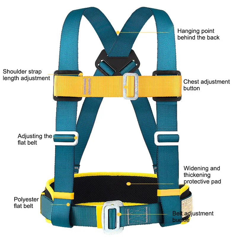 Aerial Work Safety Harness with Lanyard on Back Construction Protection High-altitude Rock Climbing Outdoor Harness Safe Rope