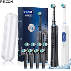 Electric Toothbrush Rotary Rechargeable Electric Toothbrush for Adult Teeth Whitening Rotating Electric Toothbrush with 8 Heads