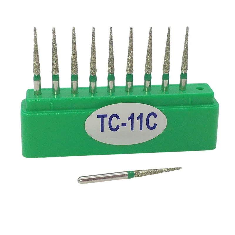 10pcs/Box Dental Diamond Burs Drill Dia-burs for High Speed Handpiece Polishing Tools TC-11F TC-11