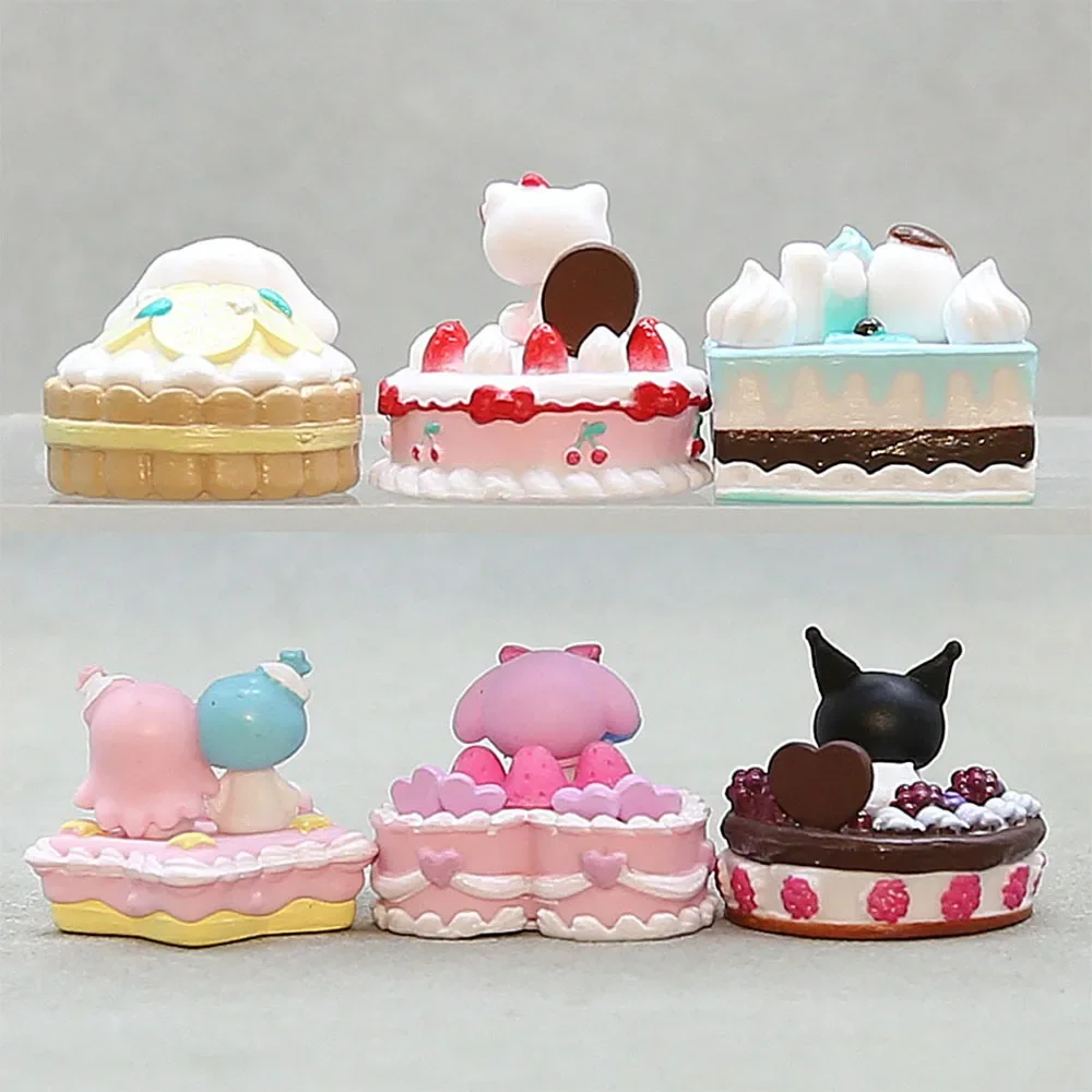 Anime Figure Hello Kitty Sanrio Dessert Cake Decorations My Melody Kuromi Cinnamoroll Little Twin Star Dessert Kawaii Toys Gifts