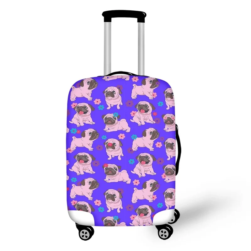 Desenhos animados Pug Padrão Bagagem Capa, Protetora Anti-Scratch Suitcase Covers, Zipper Trolly Case, Acessório de Viagem, bonito, 18-32"