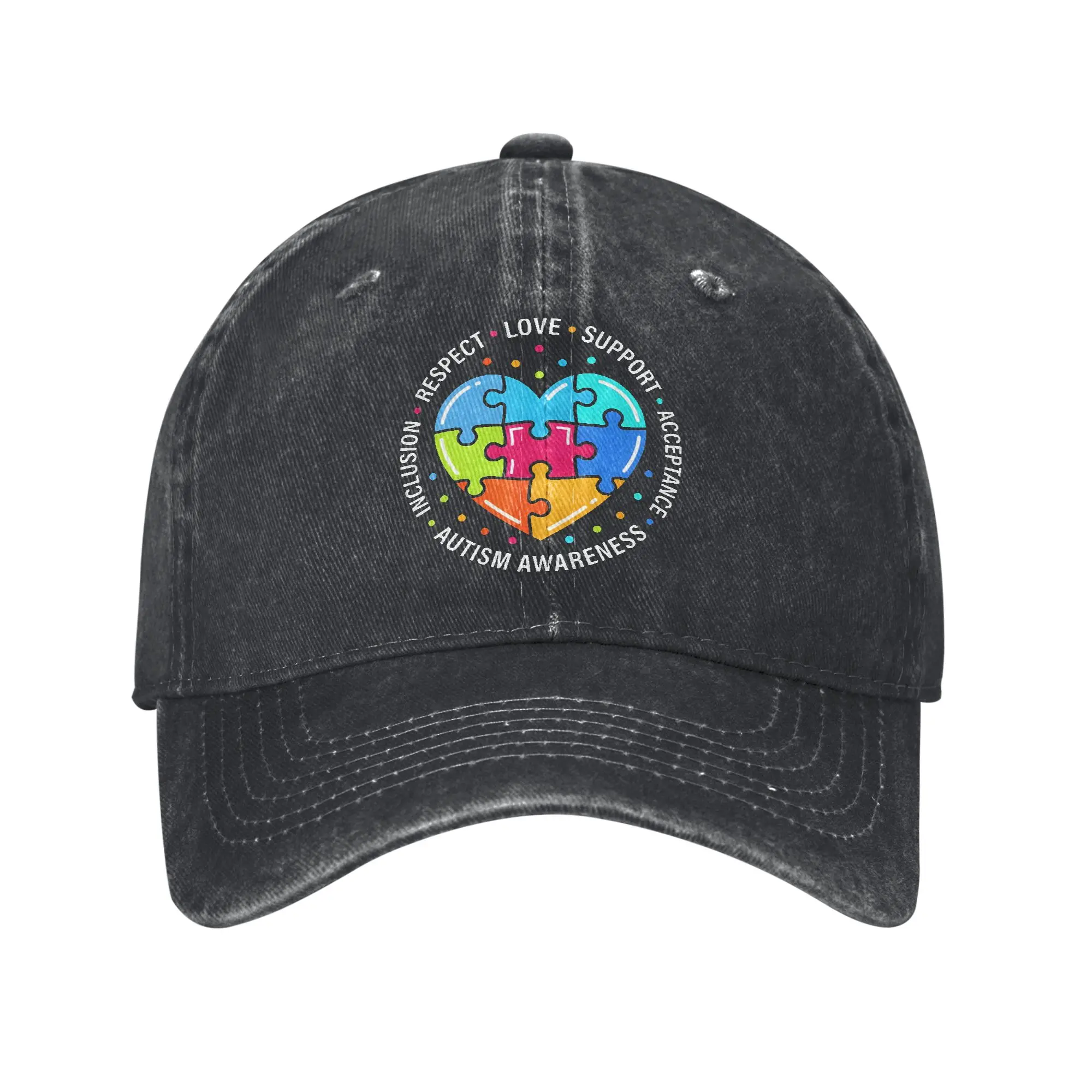 Summer Autism Awareness Respect Love Support Baseball Cap Sun  Breathable Design Washed Trucker Hat Men Streetwear Baseball Caps