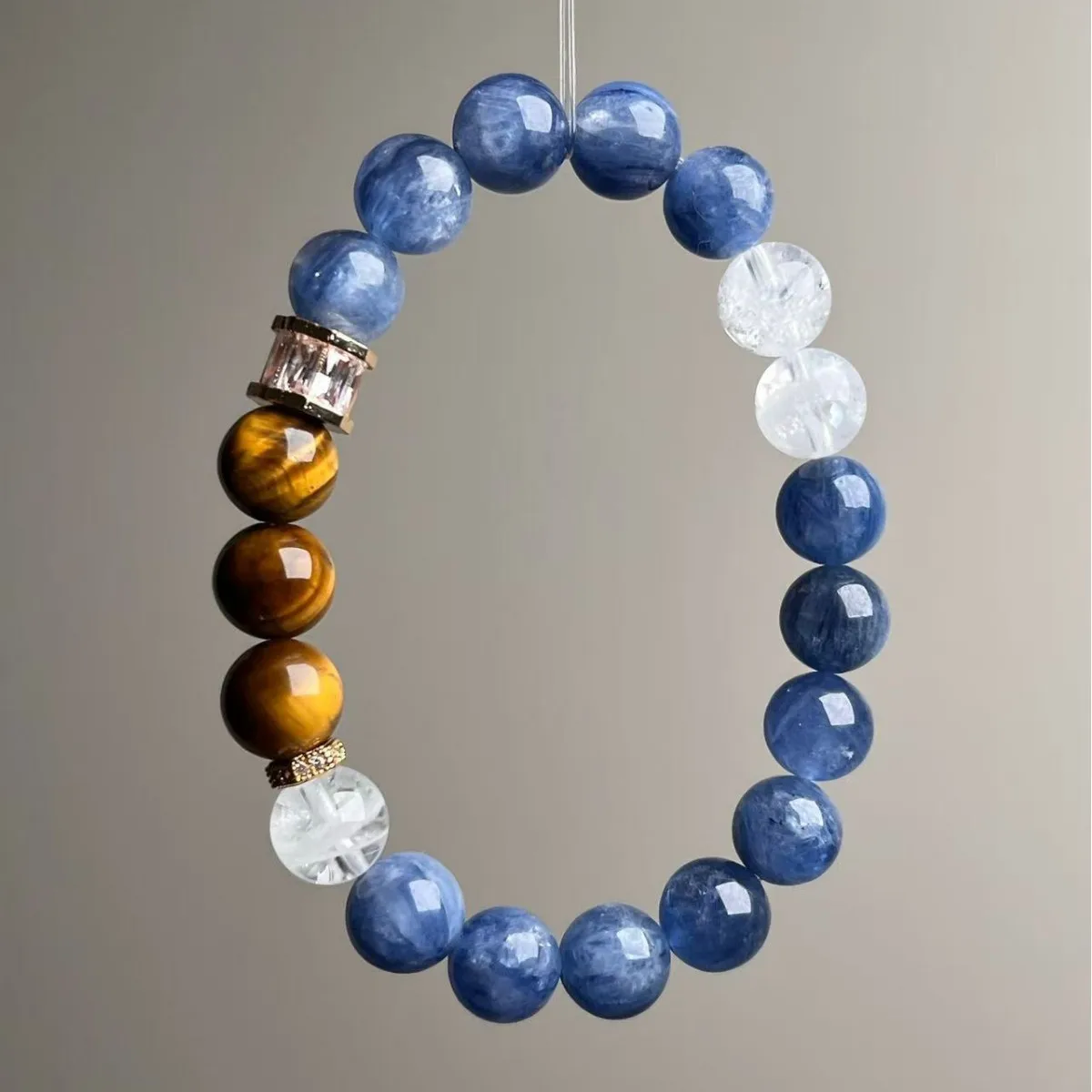 

Natural Crystal Bracelet, Kyanite, White Asai, Golden Tiger Eye, Light Luxury Fashion Bracelet for Men and Women