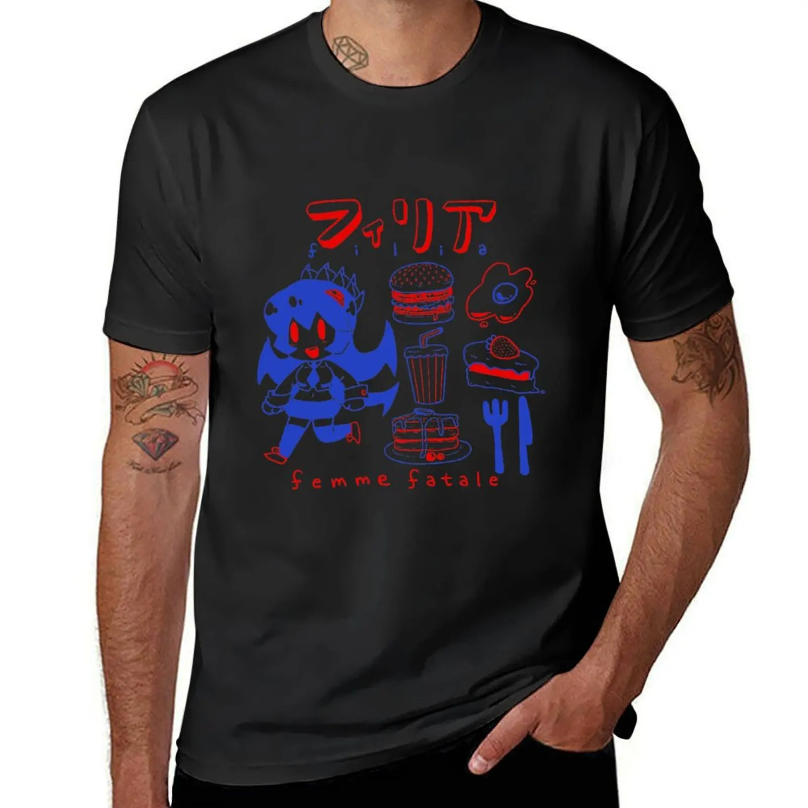 Skull Girls - Filia - Eating Time T-Shirt for a boy shirts graphic tees oversizeds mens graphic t-shirts anime