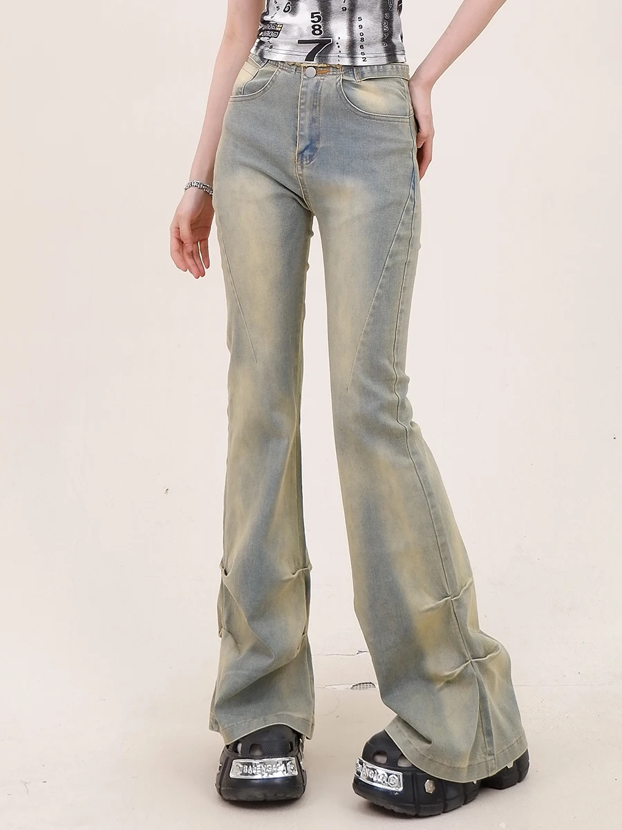 

Washed and Dyed Micro Flared Jeans for Women's 2024 Summer New High Waisted Slimming and Spicy Girl Mopping Hoof