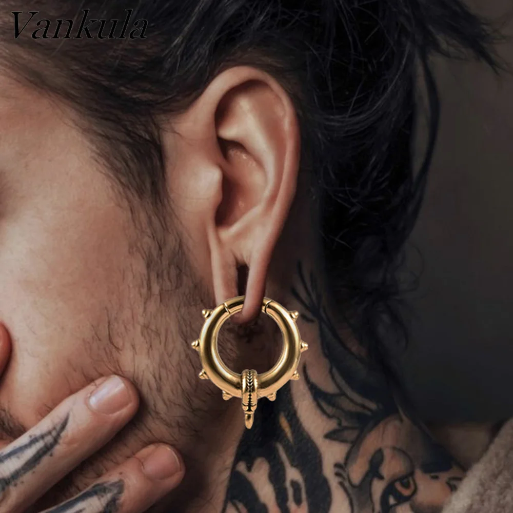 Vankula 2PCS 4g 5mm Fashion Round Coil Ear Weights Hangers Ear Plugs Saddle Plugs Stainless Steel Women Piercing Body Jewelry