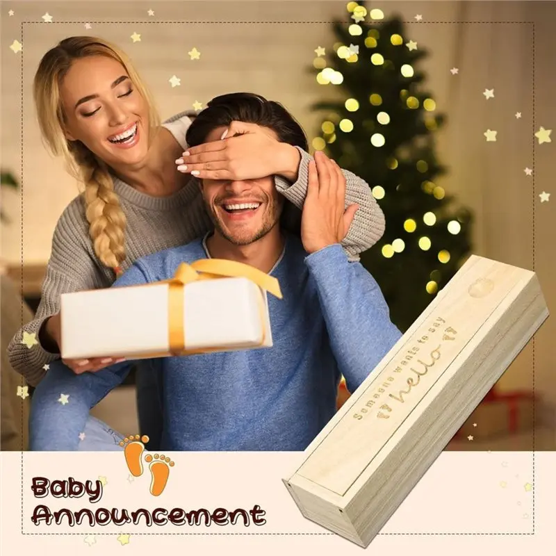ABJA-Wooden Keepsake Box For Pregnancy Test- Surprise Announcement Baby Memory Souvenir Collection Case