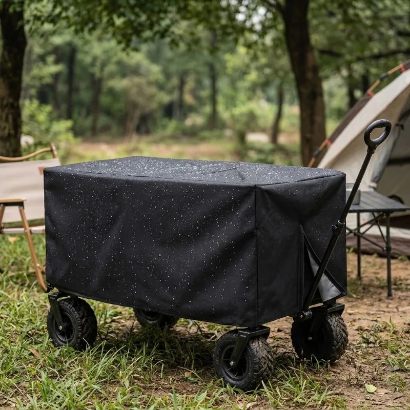 Outdoor Camping Wagon Cover Waterproof Dustproof UV Resistant Protective Cover for Folding Garden Utility Carts with Drawstrings