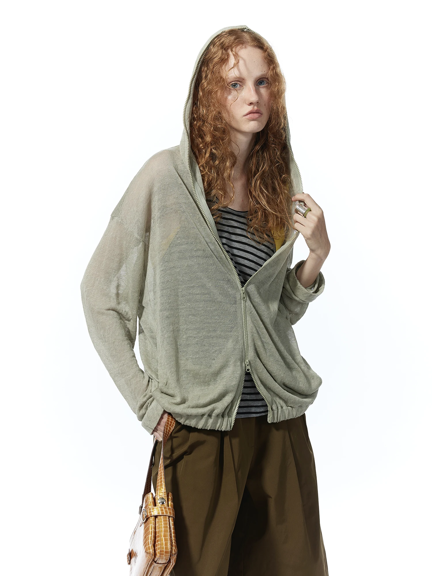 

Molin House High nce Light Hat Double Zipper Thin Linen Sunscreen Cardigan Jaet Lightweight Cool Sensation