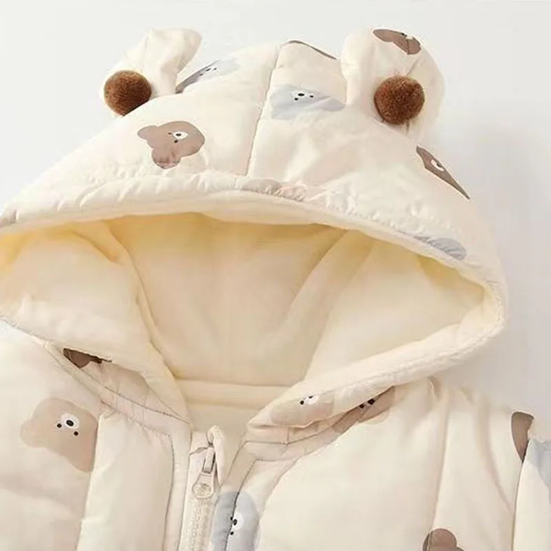 IYEAL الرضع لطيف الدب الصغير بذلة سوبر لطيف الطفل مع الصوف السميك الوليد الشتاء في الهواء الطلق بذلة سترة قطن