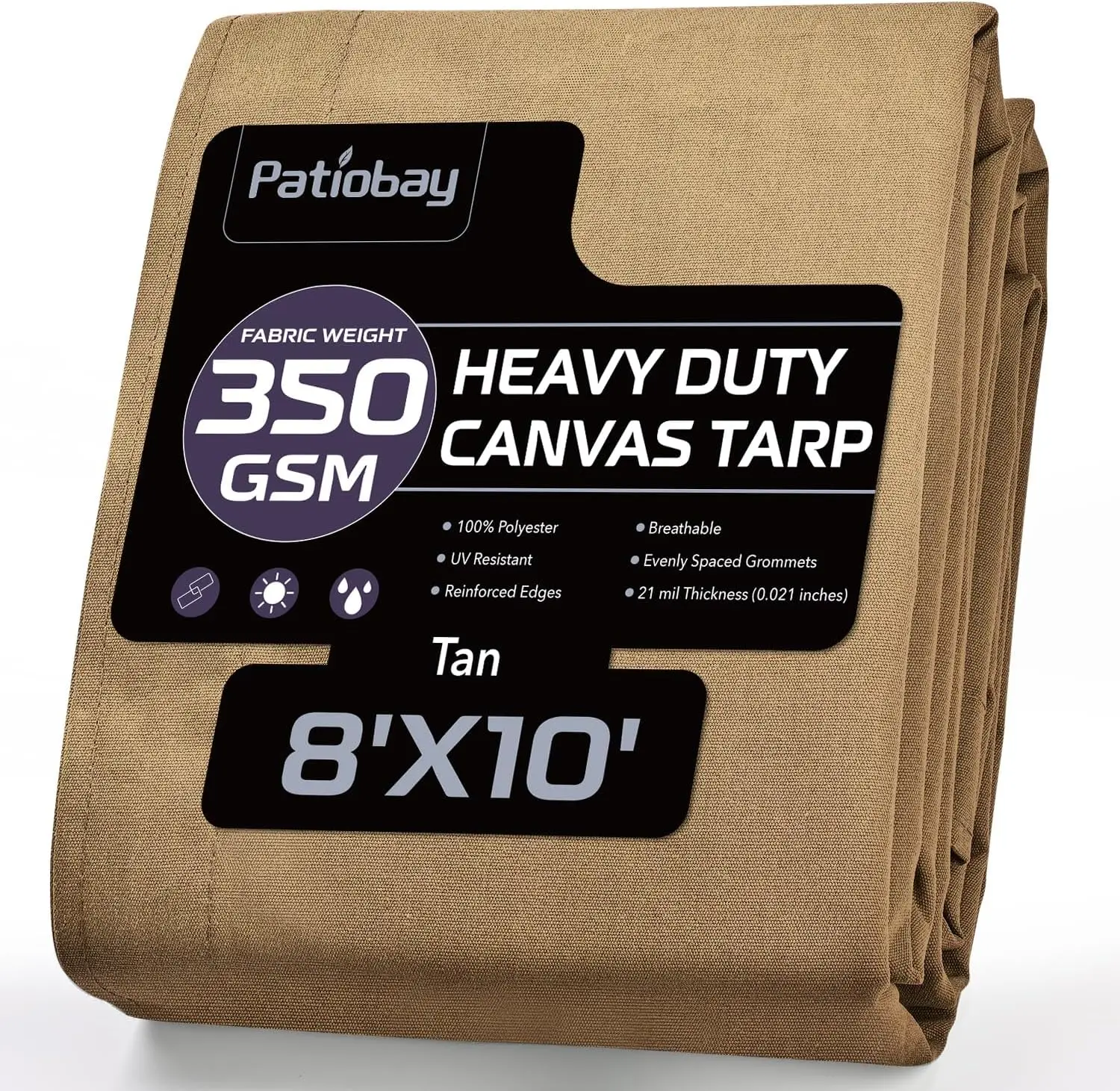 

8x10 Feet Heavy Duty Waterproof Canvas Tarp with Rustproof Grommets, UV Resistant for Camping, Canopy, Woodpile