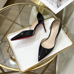 2024 Woman shoes luxury women's shoes Brand Classics Pumps Red Bottoms Shiny High Heels Shoes Patent Leather Pointed Toe 10/12cm