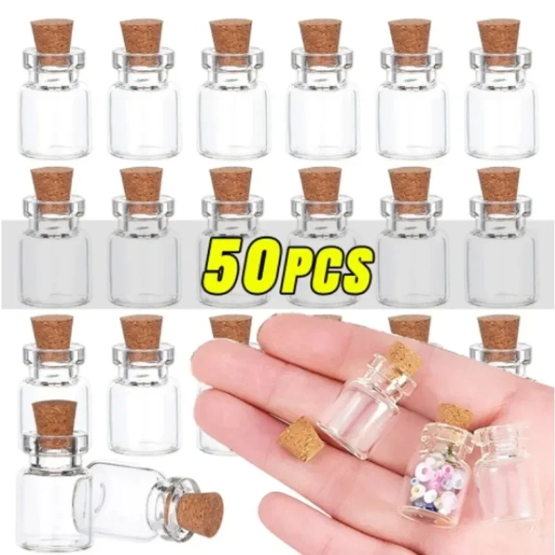 Small Clear Glass with Cork Transparent DIY Art Craft Message Bottle Empty Wishing Bottles Xmas Wedding Party Decoration