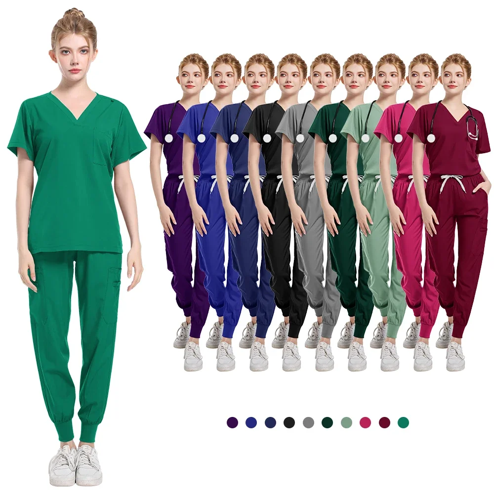 

High Quality Hot Sale Hospital Uniforms Wholesale Tops and Pants Medical Women Nursing Scrubs Suits Uniformes De Enfermera Mujer