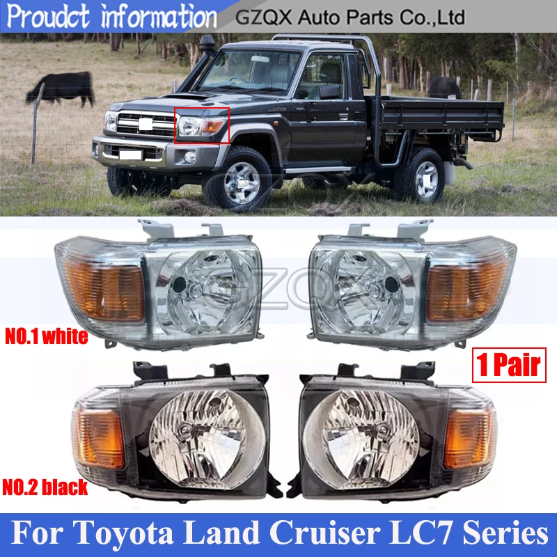 CAPQX A Pair Front Head Light Head Lamp For Toyota Land Cruiser LC76 LC7 Series FJ70 Headlight Headlamp Car Front Turn Light