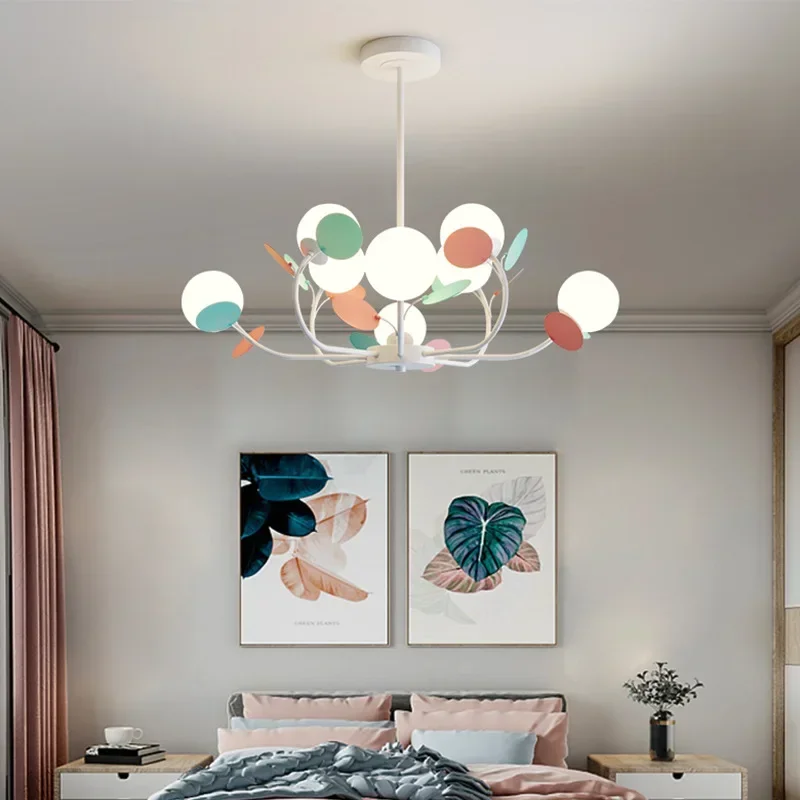 Nordic Atmospheric Macaron Living Room Bedroom Color Light Creative Light Luxury Starry Modern Led Chandeliers Home Wall Lamp