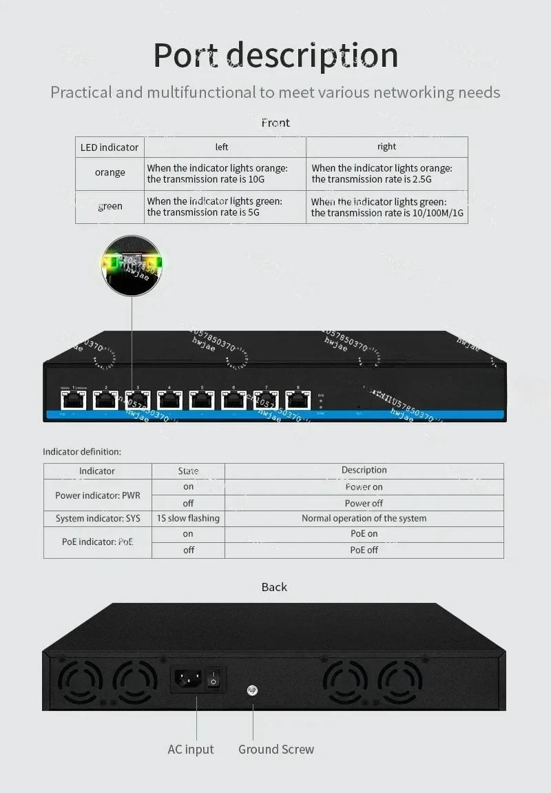 Hasivo 10G Ethernet Switch 8*10GBPS RJ45 Port PoE Or Non-PoE Option Plug And Play 10Gbe 10GB Network Switch for High-Speed Data
