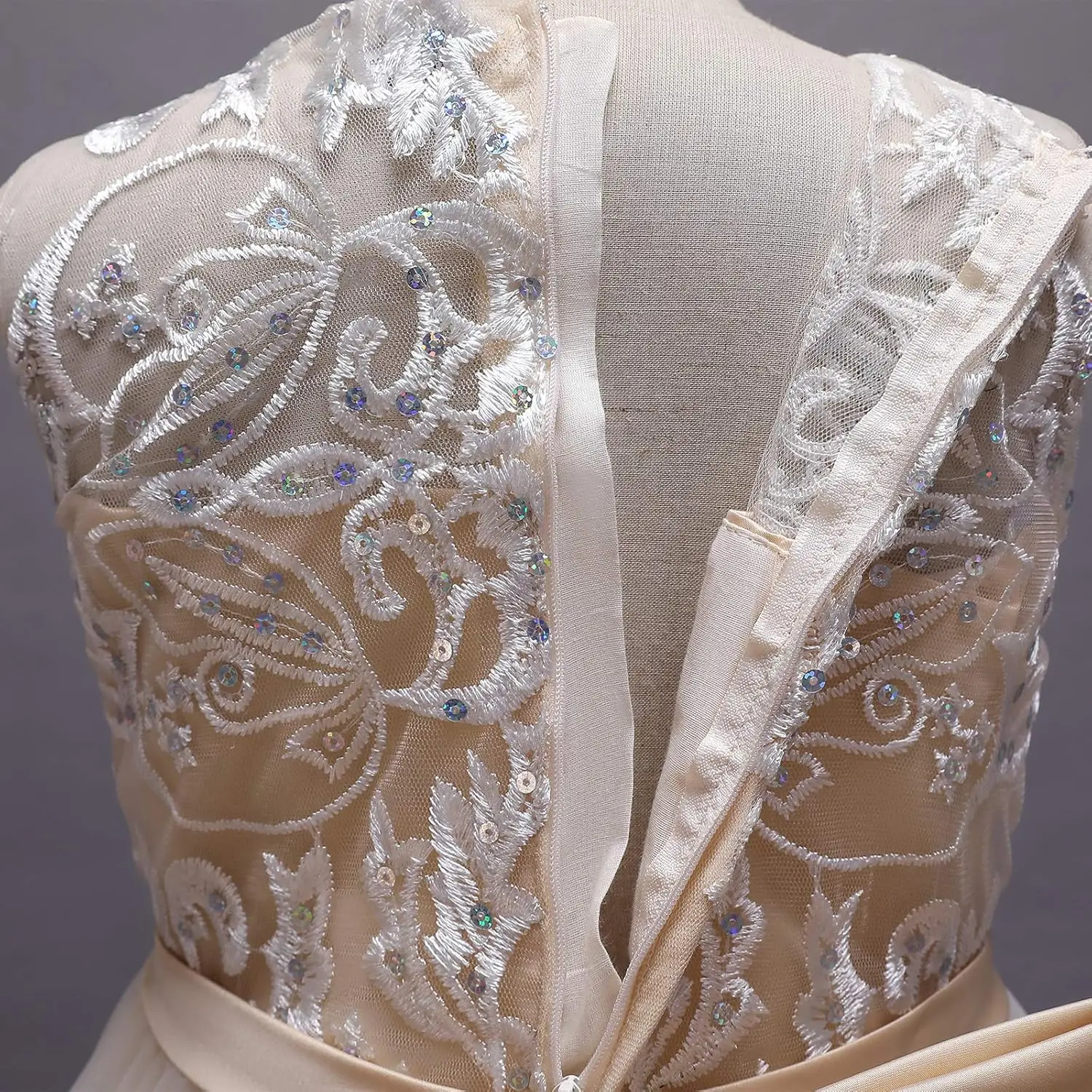 Flower Girl Lace Dress Children's Wedding Bridesmaid Party Formal Dress,Princess Communion Chiffon Bow Dress,BirthdayParty Dress