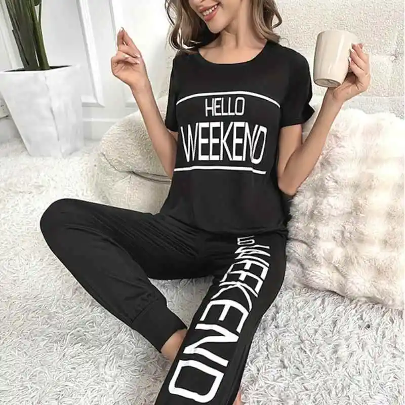 

Men's Thin Pajama Set Letter Print Two-Piece Comfortable Sleepwear Soft Material Fall Collection Lightweight Home Clothes