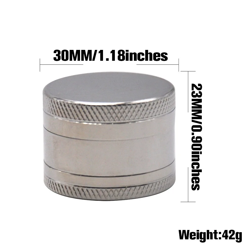 3 Layer Mini Metal Grinder 30 mm Dry Herb Mill Grass Grinders for Smoking Spices Machine Herbal DIY Smoking Tools Accessories