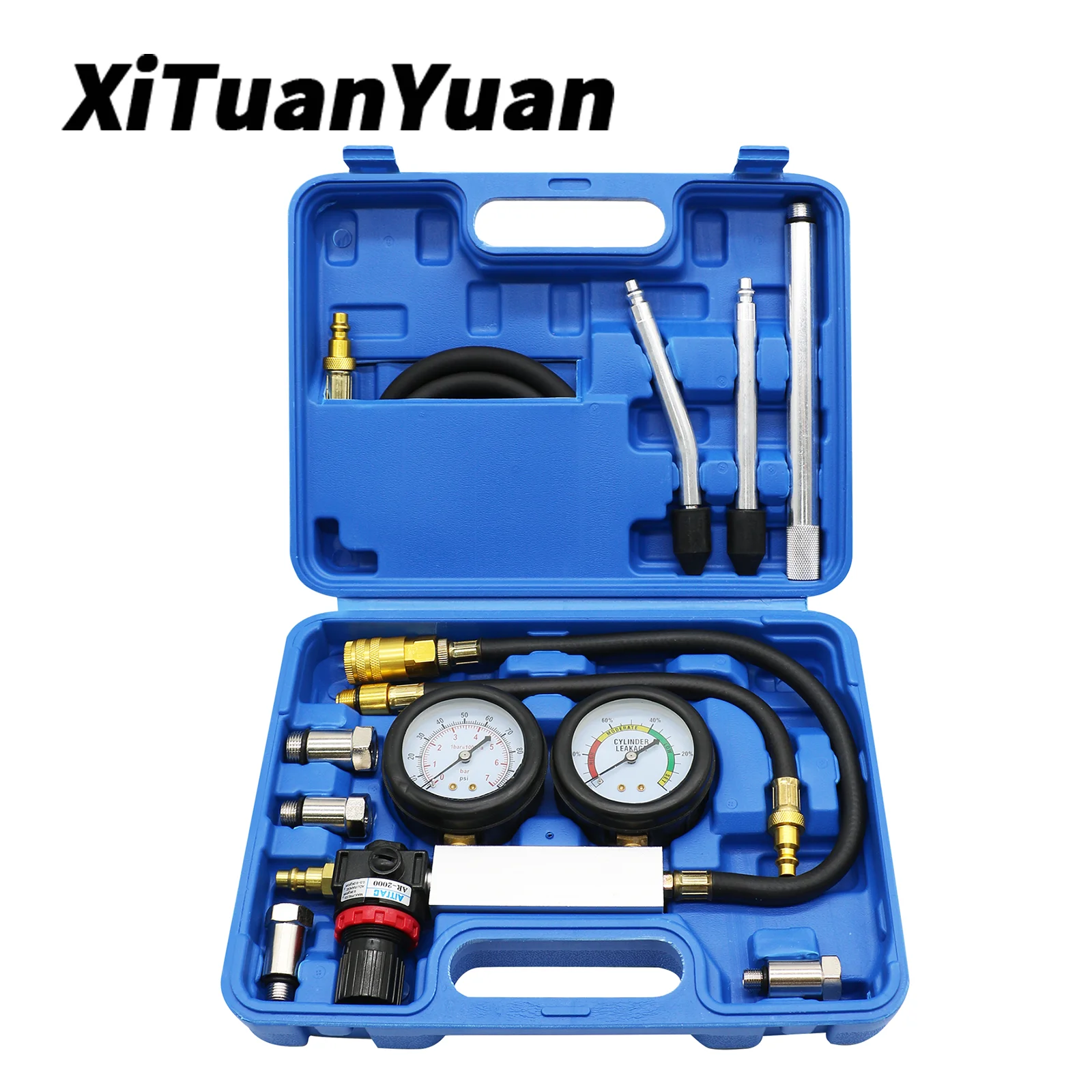 

Upgraded Automotive Cylinder Leak down Tester Kit Dual Gauge Engine Compression Detector Tool Set Vehicle Maintenance