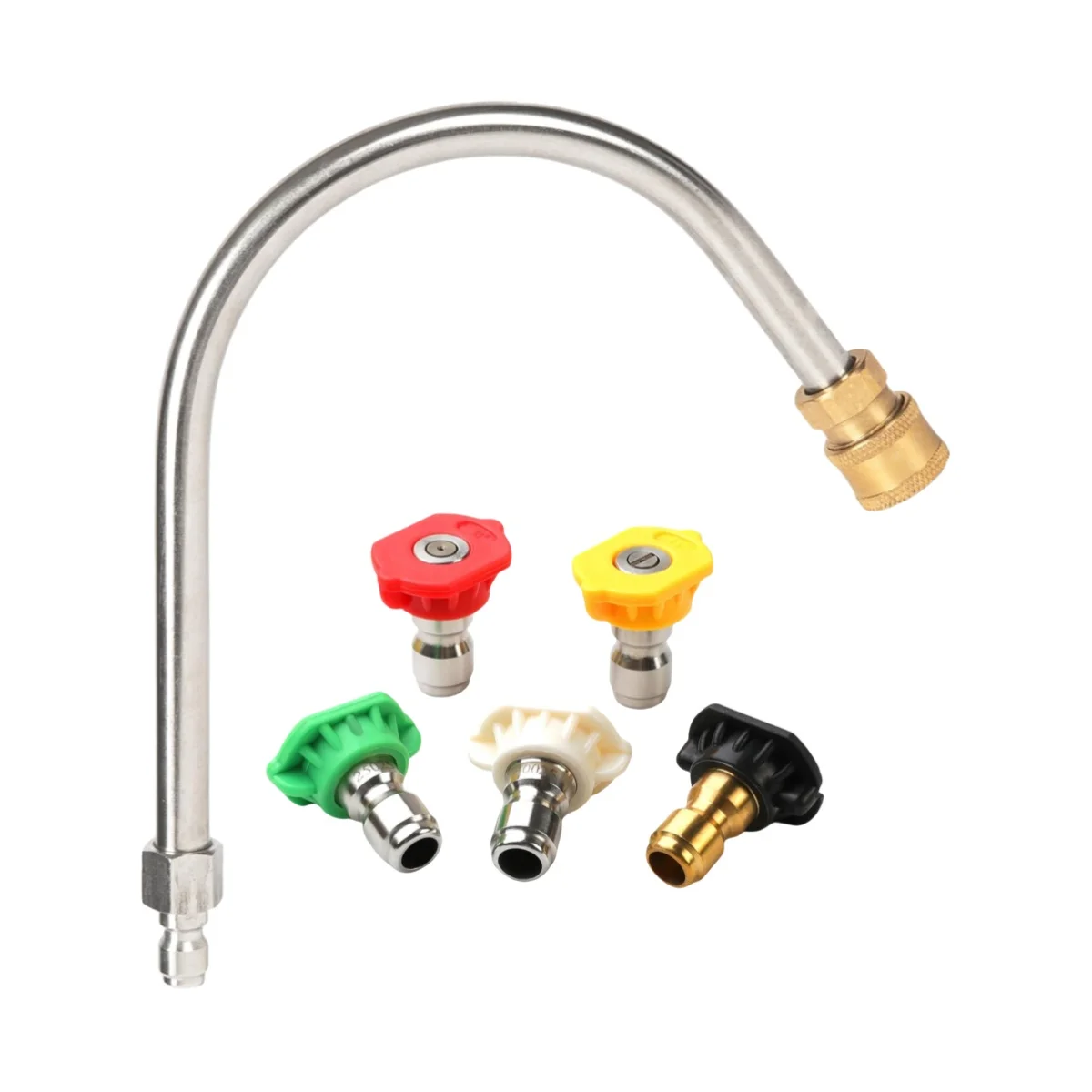 

Удлинительная палочка для мойки высокого давления в форме буквы C, 3600 фунтов на квадратный дюйм, 1/4 дюйма, изогнутый стержень для быстрой разъема для желоба, карниза, чистка крыши