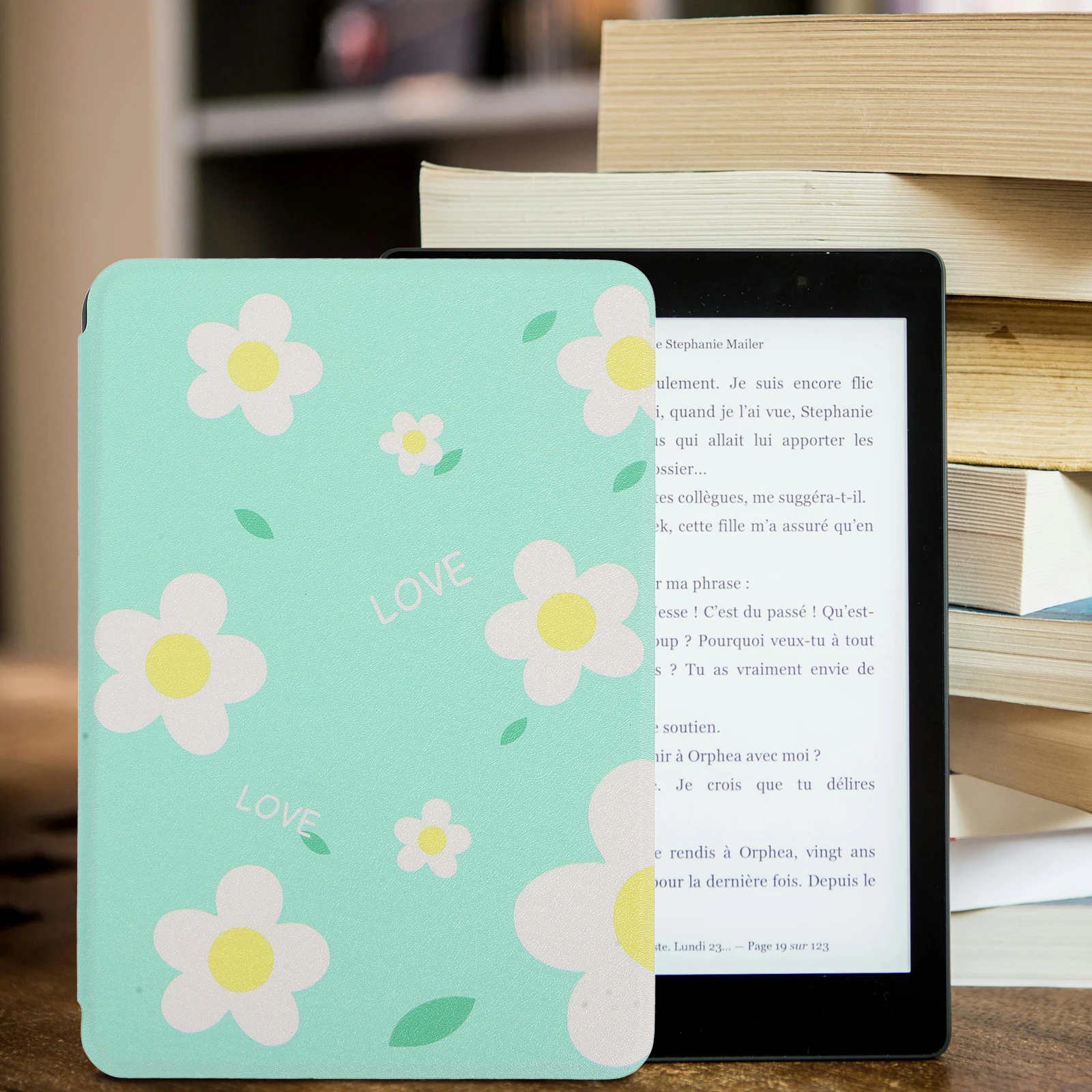 

1pc Protective Case Silicone E-Book Cover Shockproof Scratch Proof Sleep Wake Floral Pattern Compatible With Paperwhite 4