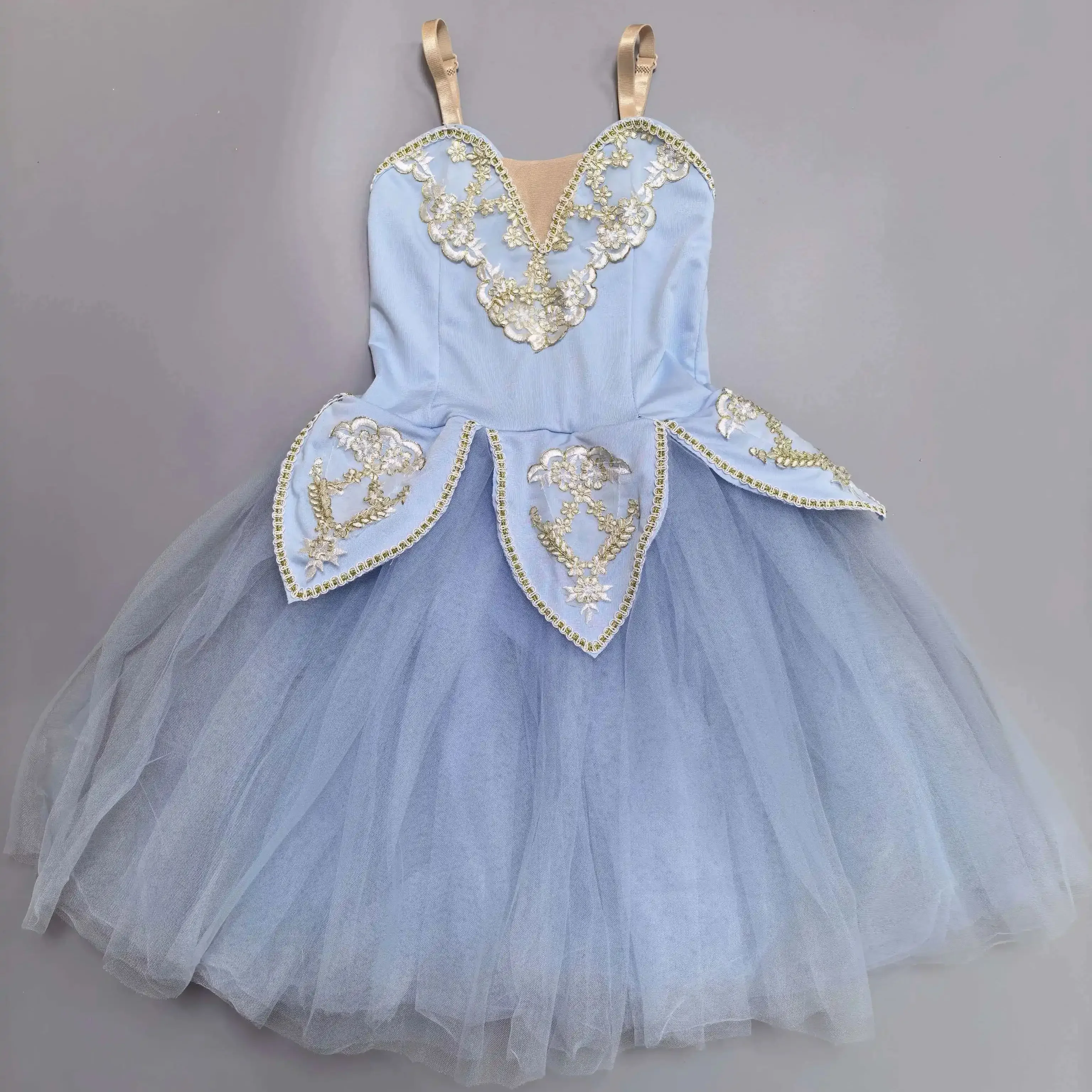 

Kids Ballet Tutu Skirts Child Long Tulle Ballerina Dress Swan Lake Sky Blue Ballet Dress Girls Performance Costume