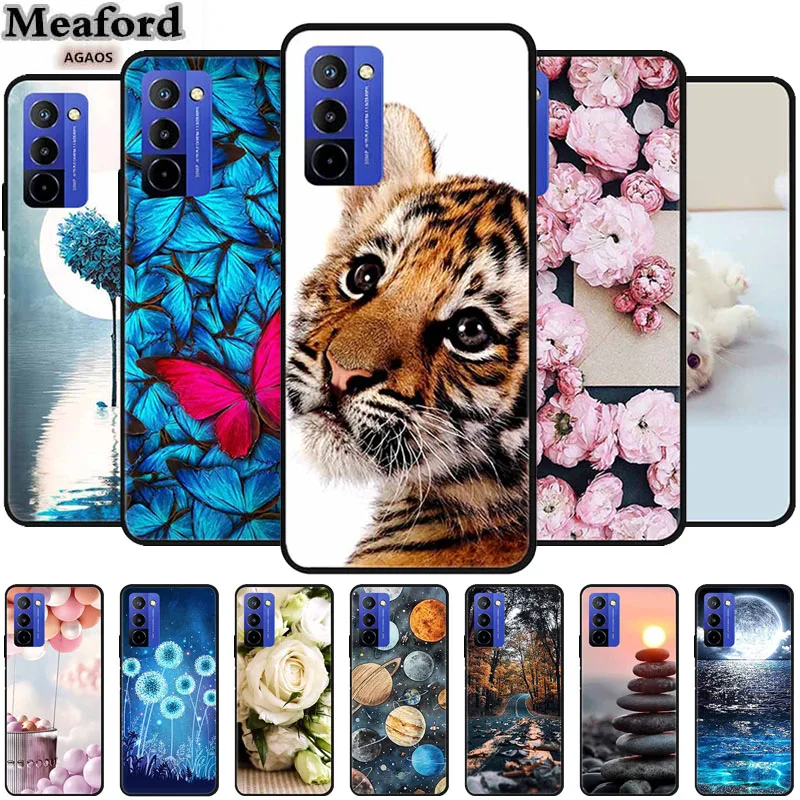 Para Wiko 10 Funda de flores TPU Funda trasera de silicona suave Funda de teléfono para Wiko 10 4G Wiko10 Coque mariposa Carcasa regalo planeta Funda
