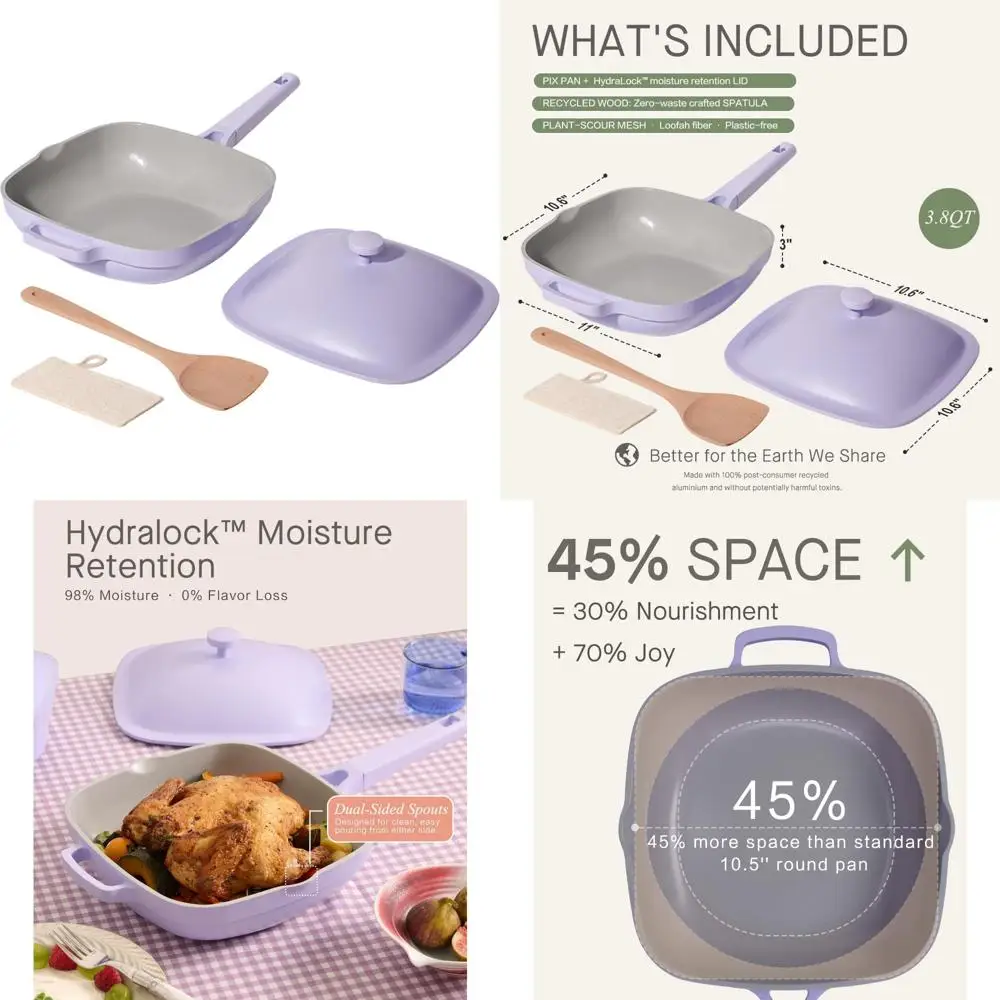 

Керамическая сковорода с антипригарным покрытием 10,5 дюймов и крышкой, сковорода из литого алюминия глубокого соте на 3,8 литра, ти-керамика, нетоксичная для здорового приготовления пищи