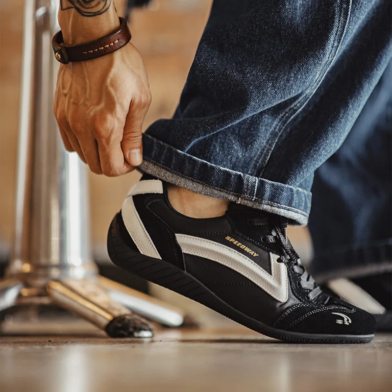 Maden Unisex Fall Vintage Patchwork Racing Shoes Breathable German Trainers Sneakers Thin Sole Casual Lace-Up Sport Winter Shoes - Image 3