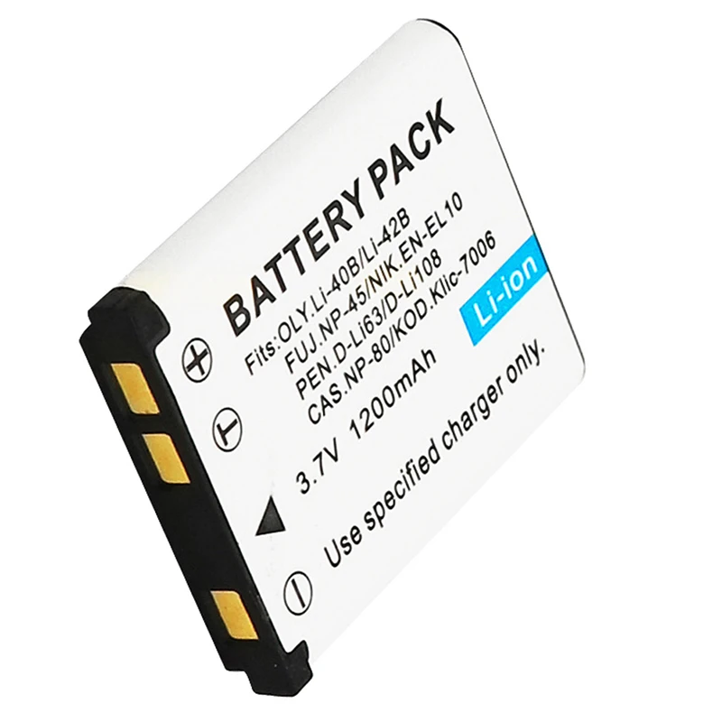 Rechargeable Lithium Battery 3.7V 1200mAh Li-40B Li 40B Li-42B Li 42B Battery For NP-45 NP 45 NP 45A 45B 45S EN-EL10 1Pcs