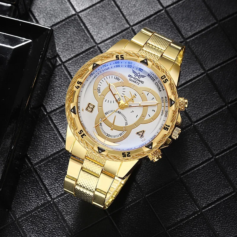 AAAFashion Blue Light Large Dial Men's Watch Quartz Watch Steel Strip Watch