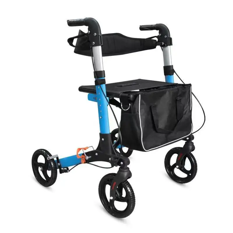 

Elderly Disabled Rehabilitation Walking Assist Rollator Walker Aluminum Alloy Folding Pulley Walker Shopping Mobility Aid