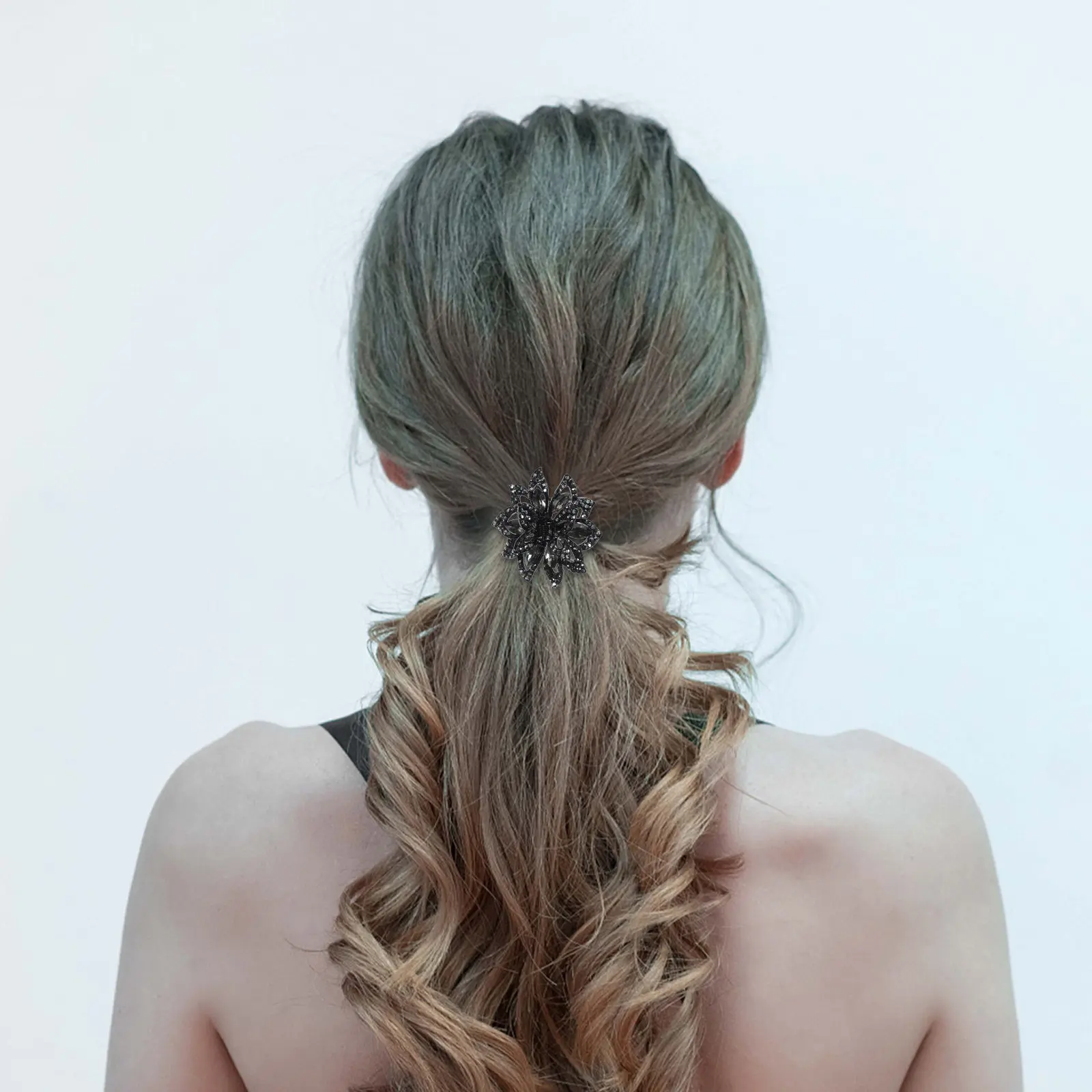 

Rhinestone Flower Hair Claw Clip Sturdy Small Flower Jaw Clip for Women Birthday Wedding Daily Use Hair Clamps