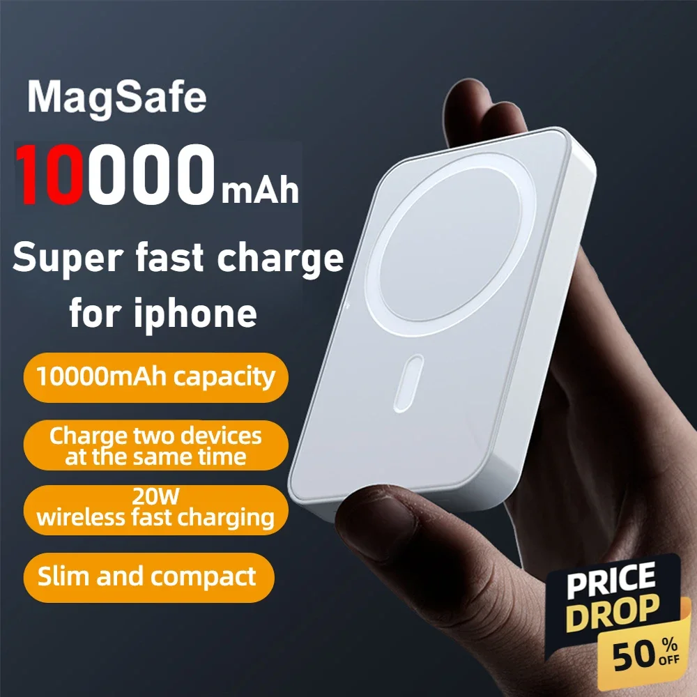 Magsafe 10000mah PD20 Wireless 20W Super Fast Charge Outdoor Portable Mobile Power Supply with Built-in Smart Chip