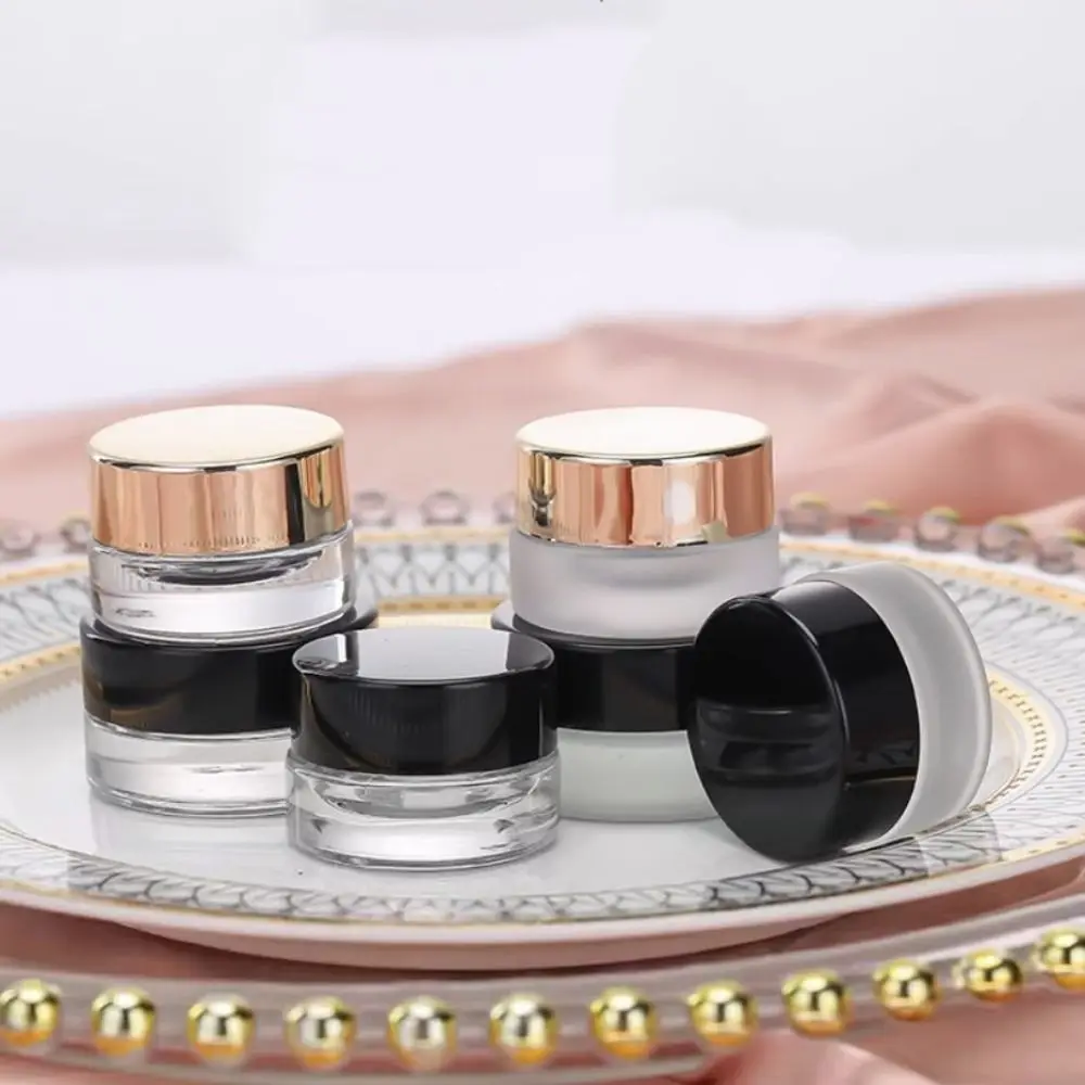 Black Gold Eye Cream Pots Mini Lip Balm แต่งหน้า Jar กระป๋องโปร่งใส Frosted Face ครีมบรรจุภัณฑ์ขวดสําหรับ Skin Care