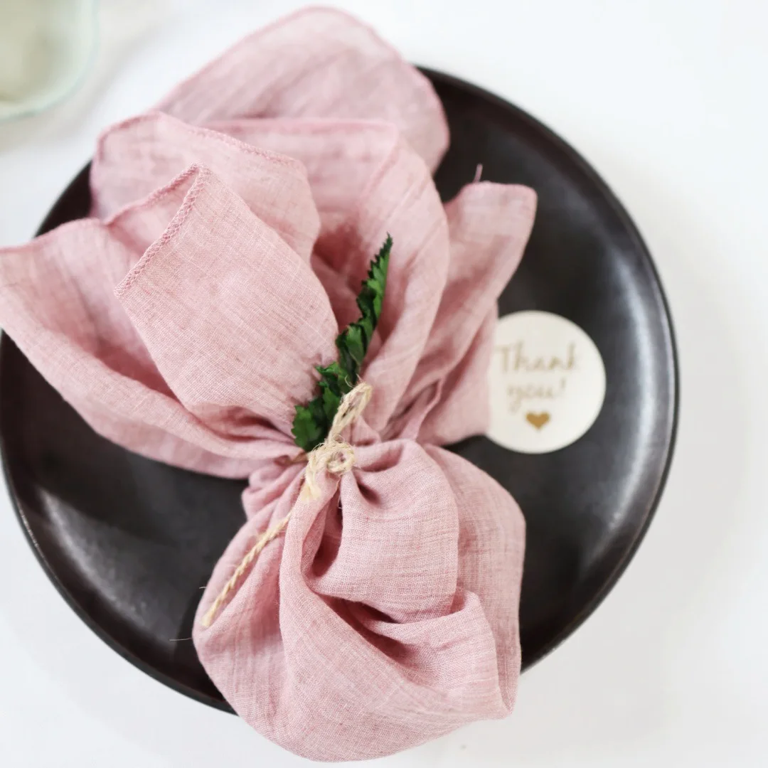 100% Polyester 12 PCS Cheesecloth Napkins 18''x18'' Dusty Pink Gauze Napkins