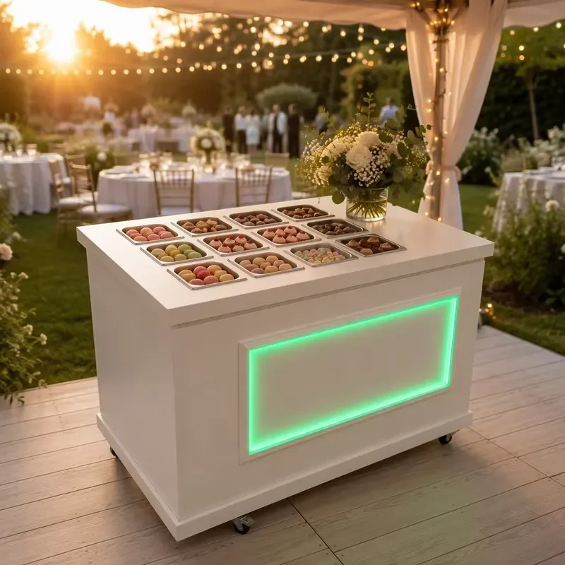 White Wooden Candy Cart Foldable Dessert Display Stand Modern Snack Bar for Wedding Party Decoration Event Supplies Foldable