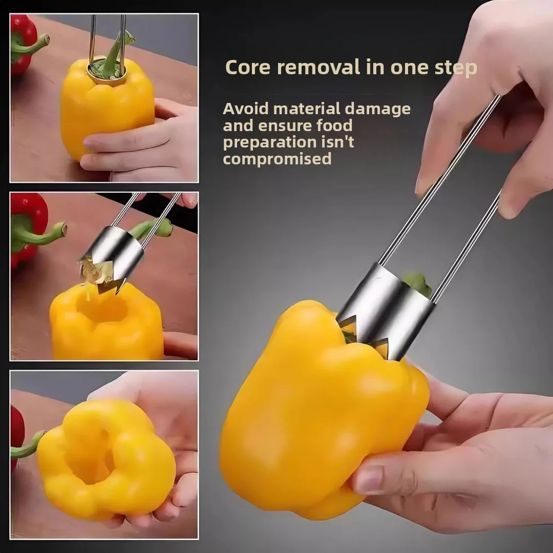 Stainless Steel Vegetable Corer Fruit Core Remover Tool Apple Pepper Corer Easy Kitchen Gadget for Home Cooking & Food Prep - view 4