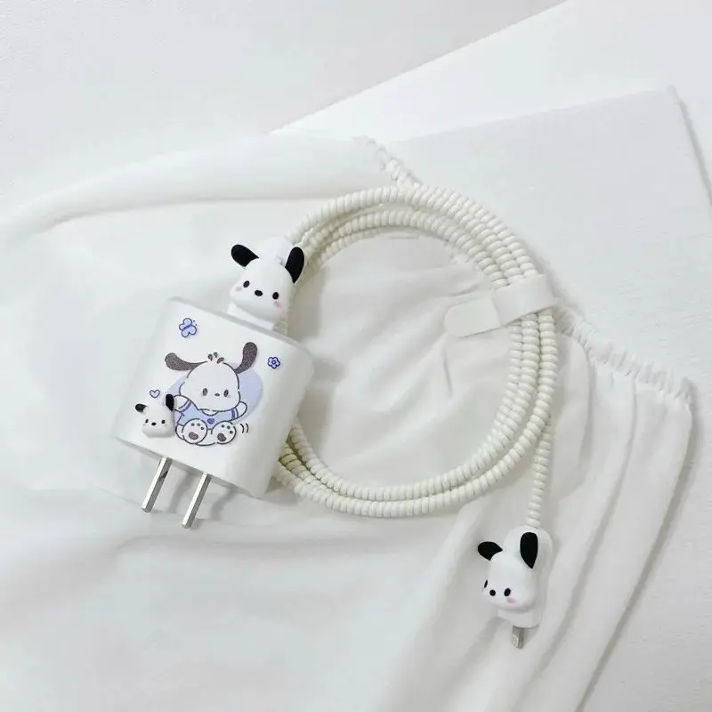 Sanrio Pochacco Charger Protective Cover iPhone15 14Kawaii Cartoon Apple 18 20W Cute Data Cable Charging Head Cover Girls Gifts