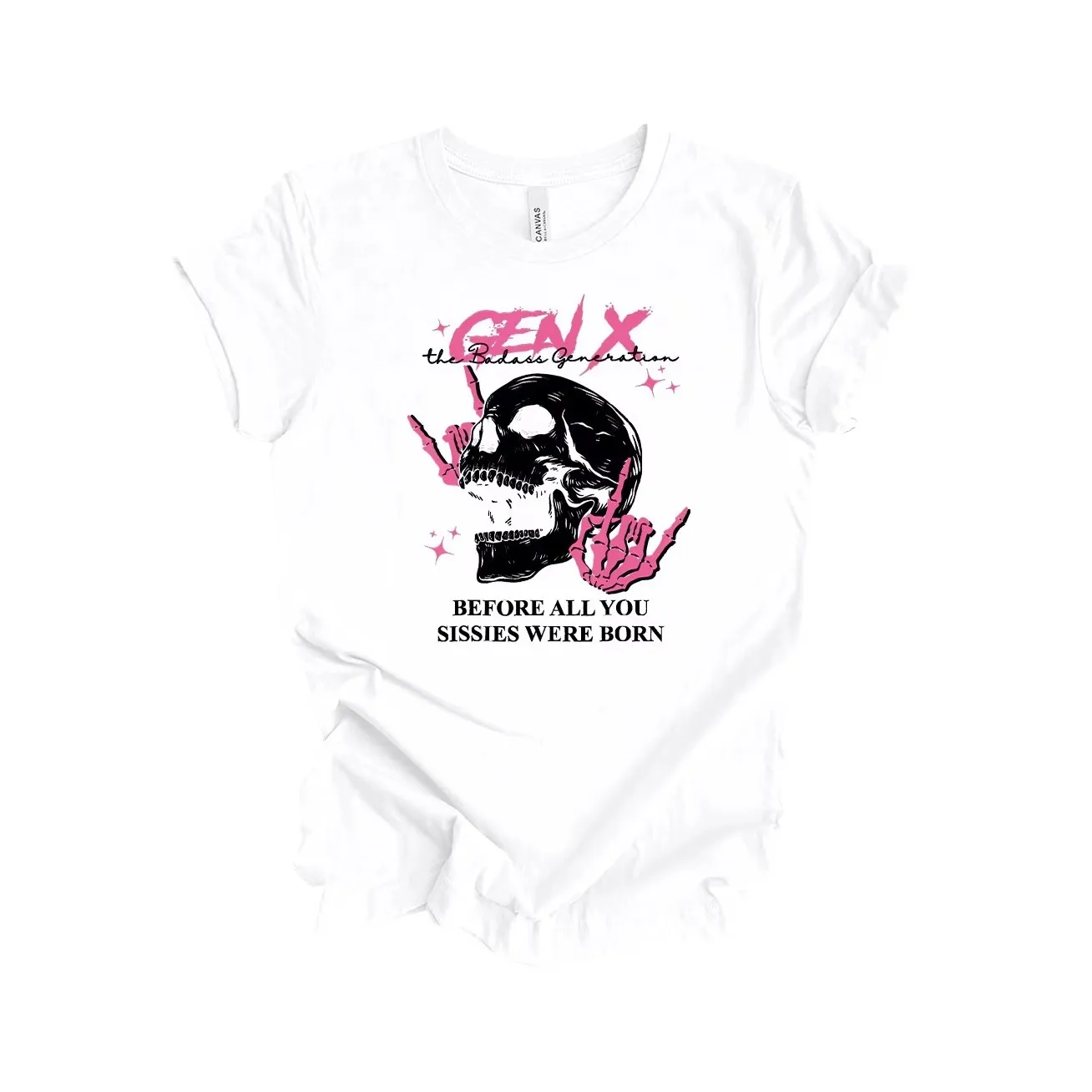 Dinosaour Shirt Company Gen X T-Shirt for Women Men Funny Retro Skull Design Tee for the Badass Generation