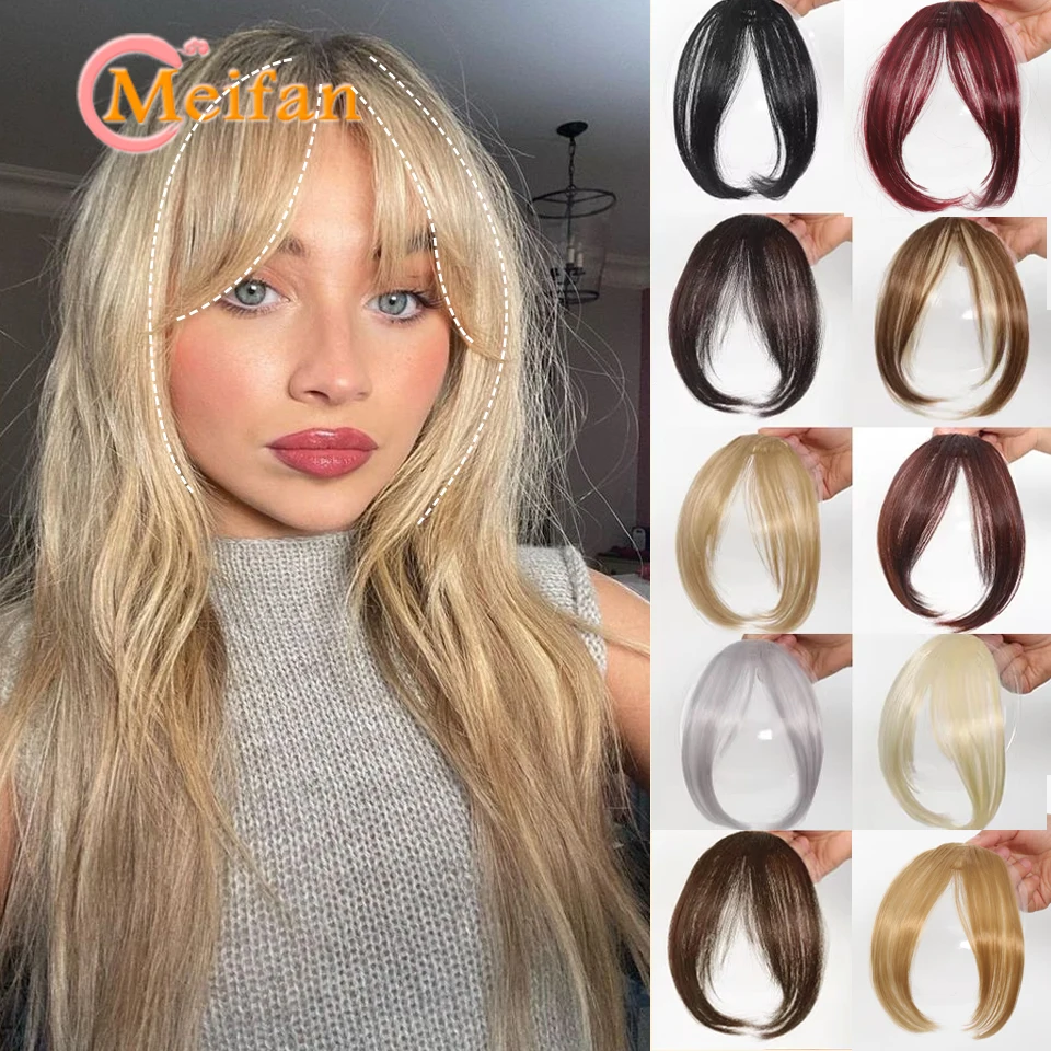 Lightweight Air Bangs Middle Part Natural Front Forehead Invisible Hair Patch Round Face French Bangs Fake Bangs For Women