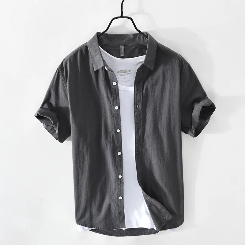 

Men's Pure Cotton ort Sve T-irt with Collar Retro Casual Top Breathable Sweat Absorbent Summer Wear Comfortable Loose Fit