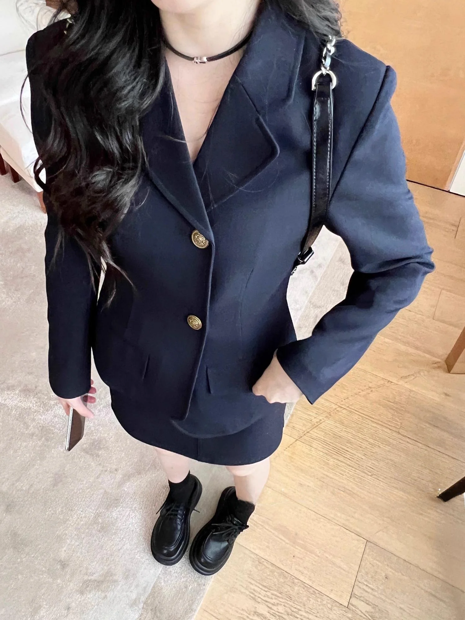 

Комплект: пиджак с длинным рукавом и скрытым воротником в стиле Sweet Style, синий, с асимметричным дизайном, маленький размер, милый, для офиса, в стиле принцессы