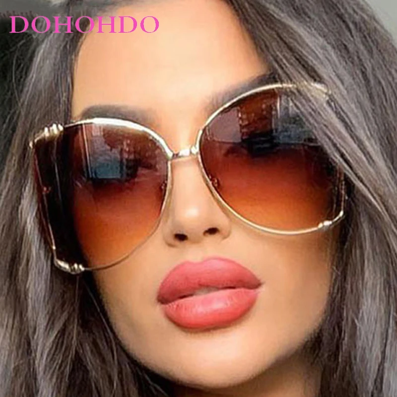 2025 Oversize Butterfly Sunglasses Women Metal Frame Fashion Luxury Hollow Frame Brand Sunglasses Female Gradient Shades UV400