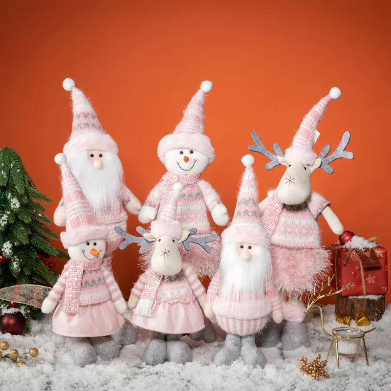 

Christmas Decoration Supplies Sitting Telescopic Pink Santa Claus Christmas Snowman Christmas Doll Ornaments