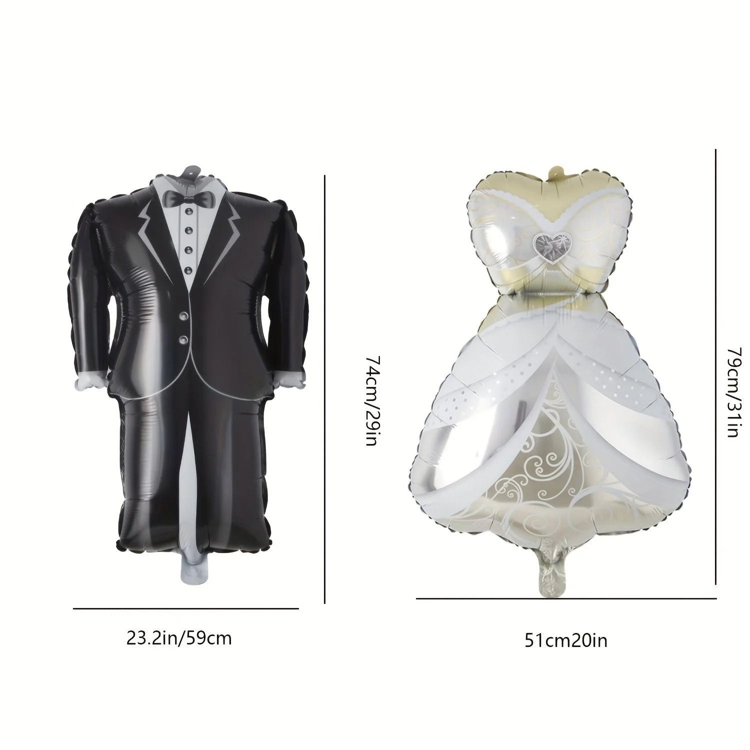2pc/8pcs Groom and Bride Dress Aluminum Film Balloon Valentine\'s Day Wedding Wedding Birthday Party Decoration